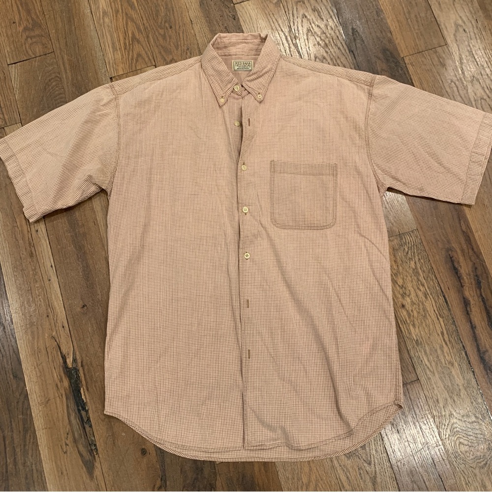 Red Bank Mens Plaid Button Cotton Shirt Size Medium